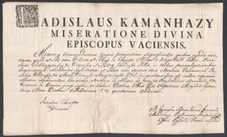 1811 Kámánházy László váci püspök által kiadott hirdetés alóli felmentés Kajabáth Alajos és Pavianovich Antonia házassági ügyében látványos viaszpecséttel