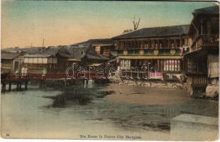 Shanghai, Tea House in Native City + "K.K. BORDTELEGRAPHENAMT PERSIA"