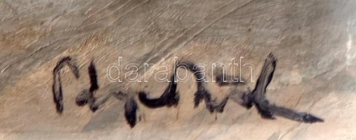 Páger Antal (1899-1986): Téli táj. Olaj, farost jelzett, fakeretben, 30×40 cm