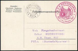 1917 Tábori posta levelezőlap / Field postcard "K.U.K. KRIEGSMARINE S.M.D. Nesazio"