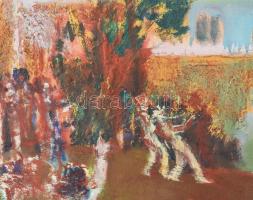 Nagy B. István (1933-2006): A Halászbástya megünneplése. Olaj, vászon, jelezve jobbra lent. Hátoldal...