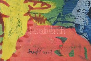 Szeift Béla (1944-2012): Szürrealista kompozíció, 2003. Vegyes technika, karton. Jelzett. Üvegezett,...