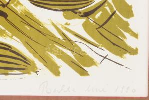 Bukta Imre (1952-): Táj, 1990. Ofszet litográfia, papír. Jelzett. Számozott (13/100). 31x42 cm. Üveg...