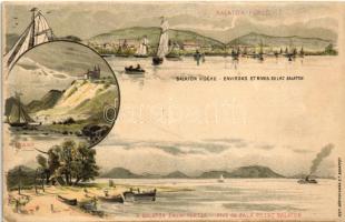 Balaton vidéke, Balatonfüred, Zalai part, Tihany, Ezredéves Országos Kiállítás. barna 2kr Ga. litho s: Dörre