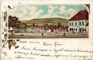 1905 Mór, Moór; Vértes-hegy, Fő utca, Wiesner János üzlete. Weisner István kiadása. Art Nouveau, grape vines, litho (b)