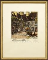 Herta Czoernig-Gobanz (1886-1970). Wien, Schuberthof. Színezett rézkarc, papír, jelezve jobbra lent (hagyatéki jelzés, poszthumusz). Üvegezett fakeretben. 20x17 cm