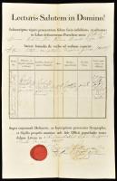 1835 Latin nyelvű halotti anyakönyvi kivonat viaszpecséttel