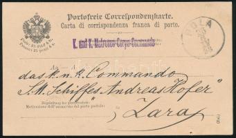 1893 Levelezőlap az Andreas Hofer hajóra címezve / Postcard to the Andreas Hofer ship K. und K. Matrosen-Coprs-Commando - S.M. SCHIFF ANDREAS HOFER