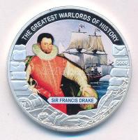 Libéria 2009. 5$ Cu "Nagy Hadvezérek - Sir Francis Drake" multicolor festéssel, kapszulában T:PP Liberia 2009. 5 Dollars Cu "The Greatest Warlords of History - Sir Francis Drake" with multicolor picture, in capsule C:PP