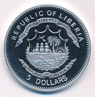 Libéria 2009. 5$ Cu "Nagy Hadvezérek - Dzsingisz kán" multicolor festéssel, kapszulában T:...