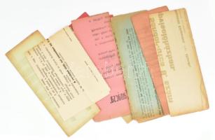 cca 1915-1916 8 db első világháborús nagy méretű hirdetmény plakát: sorozás, árszabályozás. áruk forgalmának korlátozása. A háttérország Budapest szenvedéseinek lenyomata nagyrészt 90x60 cm-es plakátokon, a hajtásoknál szakadtak