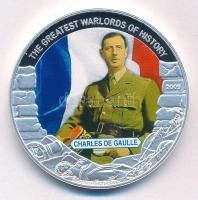 Libéria 2009. 5$ Cu "Nagy Hadvezérek - Charles de Gaulle" multicolor festéssel, kapszulában T:PP Liberia 2009. 5 Dollars Cu "The Greatest Warlords of History - Charles de Gaulle" with multicolor picture, in capsule C:PP