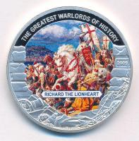 Libéria 2009. 5$ Cu "Nagy Hadvezérek - Oroszlánszívű Richárd" multicolor festéssel, kapszulában T:PP Liberia 2009. 5 Dollars Cu "The Greatest Warlords of History - Richard the Lionheart" with multicolor picture, in capsule C:PP