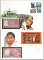 Vegyes 7db-os bankjegyes boríték tétel, mind különféle, közte: India, Srí Lanka, Szovjetunió, Bulgária, Sierra Leone, Kambodzsa, Laosz T:UNC,AU az egyiken tűzőgép ly.