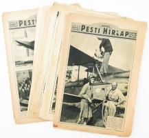 1928-1936 Képes Pesti Hírlap repüléssel kapcsolatos számai, 16 db, vegyes állapotban