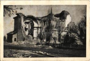 Maklár, templom romjai, felrobbantották a németek 1944. november 16-án (gyűrődések / creases)