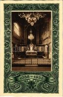 1038-1938 Budapest I. Szent István kápolnája a Királyi várban, ahol a Szent Jobb ereklyét őrzik. R.J.E. 1038/7. Art Nouveau (ragasztónyom / gluemark)
