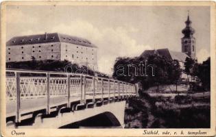 Ozora, Sió híd, vár és római katolikus templom. Hamar kereskedéséből (EK)