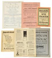 cca 1930 6 db különféle reklámlap, vegyes méret és állapot