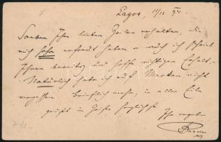 1894 Lagos díjjegyes levelezőlap a bécsi haditengerészeti részlegre küldve / Lagos PS-card to Marine...