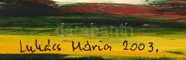 Lukács Mária (?-): Fasor. Olaj, farost, jelzett, dekoratív fakeretben, 31×43 cm