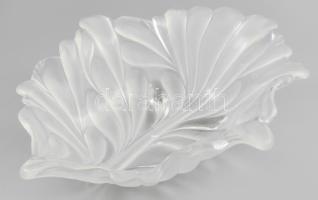 Murano ornamentikus mintába öntött asztalközép kínáló, savmaratott és jegecelt részekkel kontúrozva, jelzés nélkül, hibátlan, 41x33x10 cm