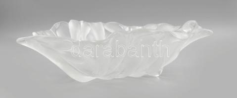 Murano ornamentikus mintába öntött asztalközép kínáló, savmaratott és jegecelt részekkel kontúrozva,...