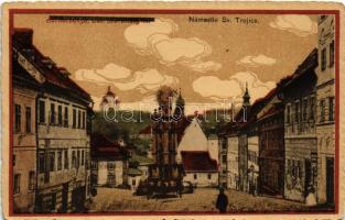 Selmecbánya, Schemnitz, Banska Stiavnica; Szentháromság tér és szobor. Joerges / Námestie Sv. Trojice / Trinity statue and square