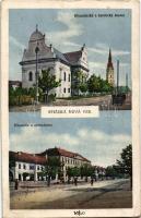 1933 Igló, Zipser Neudorf, Spisská Nová Ves; Evanjelicky a katolicky kostol, Námestie a gymnázium / Evangélikus és katolikus templom, Fő tér, gimnázium / churches, square, school (Rb)