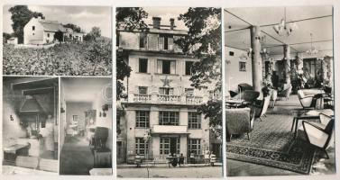 Balatonfüred, Halászkert, KIOSZ üdülő, Állami Szívkórház, Baricskai halászcsárda belső - 6 db modern Képzőművészeti Alap képeslap