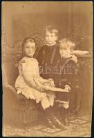 cca 1890-1900 Gyerekek a verőcei (Virovitica, Horvátország) Pejácsevich-kastély belső termében, kemé...