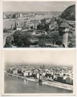 Budapest, Az Erzsébet híd maradványa a háború után - 2 db modern képeslap a Képzőművészeti Alap kiadásában