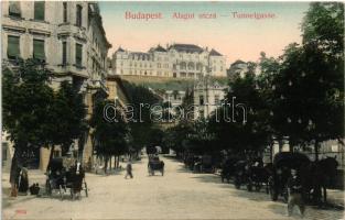 1907 Budapest I. Alagút utca, lovashintók. Taussig A. kiadása
