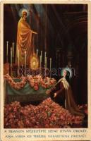 1938 A Trianon széjjeltépte Szent István örökét, adja vissza Kis Terézke nemzetünk örömét. Bízik, remél Szent István népe, Rózsák Szentje könyörög érte! Kármelita Zárda kiadása. Klösz Gy. és Fia / Hungarian irredenta propaganda s: Hollós Endre