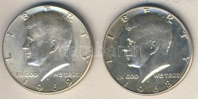 USA 1968-69. 1/2$ Ag "Kennedy" (2x) T:2