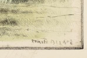 Komjáti-Wanyerka Gyula (1894-1958): Nagy táj. Színezett rézkarc, papír, jelzett, kartonra ragasztva,...