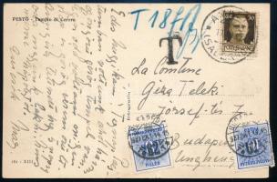 1937 Teleki Mária (1910-1962), gróf Teleki Pál politikus, miniszterelnök (1939-1941) lányának saját kezűleg megírt képeslapja Olaszországból, testvérének, gróf Teleki Gézának (1911-1983) címezve