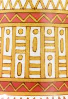 1924 Zsolnay egyiptizáló dekoros kisváza, a Tutanhamon sorozatból. Korongozott fehércserép, felületé...