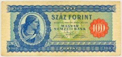 1946. 100Ft "B 154 074447" T:F erős papír Hungary 1946. 100 Forint "B 154 074447" C:F strong paper Adamo F26
