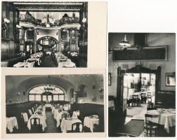 Budapest V. Százéves étterem, Belvárosi Kávéház, Pilvax étterem, belső - 3 db modern Képzőművészeti Alap képeslap