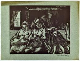 Vadász Endre (1901-1944): Szent család (Daumier után), fametszet, papír, jelzett, számozott (84/100), lap széle kissé elszíneződött, 19x24 cm