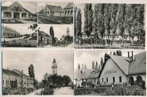 Komádi, gyermekotthon, Fő tér, templom, cipőbolt üzlete - 4 db modern Képzőművészeti Alap képeslap