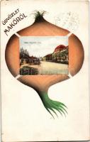 1931 Makó. Megyeház utca. Hagymás montázs. Ifj. Gaál László kiadása
