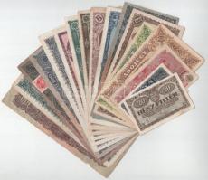 17db-os vegyes, kisebb részt Korona-, nagyobb részt Pengő bankjegyekből álló tétel T:F,VG pár darab AU