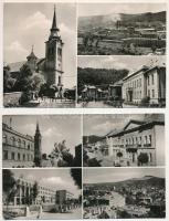 Salgótarján, Városi és megyei tanácsház, templom, gyár - 6 db modern Képzőművészeti Alap képeslap
