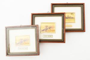 3 db aranyozott Budapest kép üvegezett keretben 12x12 cm