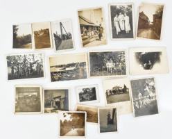 cca 1940 Katonai és egyéb témájú fotók, 18 db, vegyes állapotban, 5x4 cm és 9x6 cm között