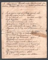 1900 A nagykőrösi Kossuth-szobor leleplezésénél Szabolcska Mihály által elszavalt, költemény, kézzel írt másolat a Nép Zászlója 40. számából, ragasztott