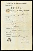 1886 Gyulafehérvár születési anyakönyvi kivonat pecséttel és okmánybélyeggel