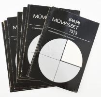 1971-1975 Ipari Művészet c. folyóirat 10 db vegyes száma. Bp., Népművelési Propaganda Iroda. Fekete-fehér fotókkal illusztrálva. Kiadói tűzött papírkötés, vegyes állapotban. Megjelent 1300 példányban.